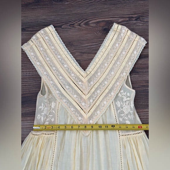 Zara ZW Collection embroidered pleated maxi dress butter yellow - Picture 11 of 16